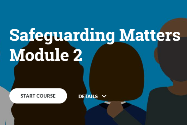 Persons shown from the back, text reads Safeguarding Matters Module 2 Start Course